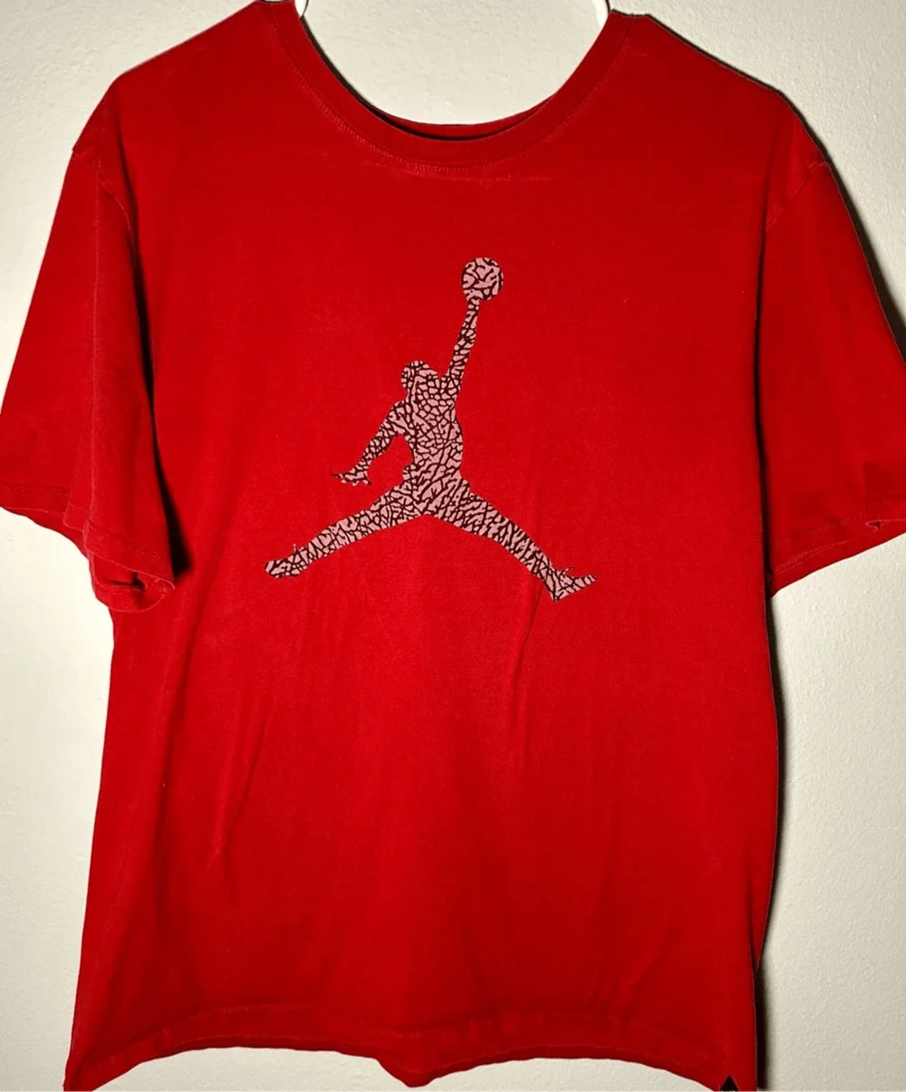 Jordan Red Graphic Red T-shirt Leopard Print Jumpman Sz XL
